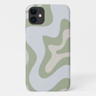Retro vloeibare wervel abstract patroon in salie g Case-Mate iPhone case