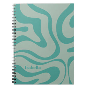 Retro vloeistofwervel abstract patroon gepersonali notitieboek