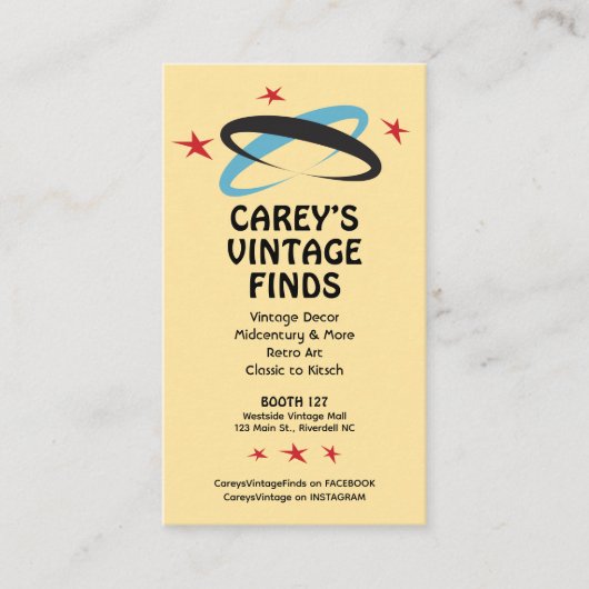 Retro  Vlooienmarkt of Booth Vendor Visitekaartje (Voorkant)