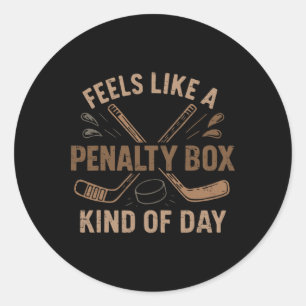Retro voelt als een penalty box soort dag hockey ronde sticker