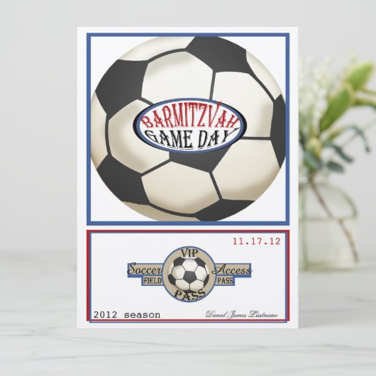  Retro Voetbal 5.5 x 7.5 Bar Mitswa Kaart (Staand voorkant)