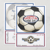 Retro Voetbal 5.5 x 7.5 Bar Mitswa Kaart (Voorkant / Achterkant)