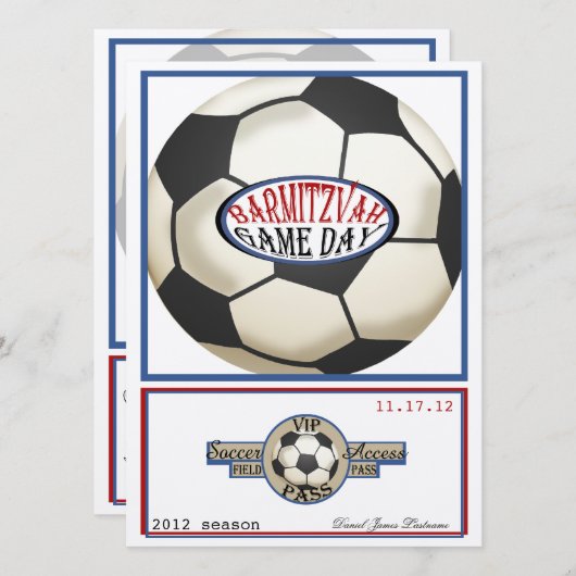 Retro Voetbal 5.5 x 7.5 Bar Mitswa Kaart (Voorkant / Achterkant)