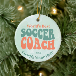 Retro Voetbal coach gepersonaliseerd Keramisch Ornament