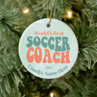 Retro Voetbal coach gepersonaliseerd Keramisch Ornament