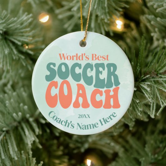 Retro Voetbal coach gepersonaliseerd Keramisch Ornament (Boom)
