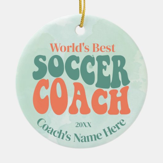 Retro Voetbal coach gepersonaliseerd Keramisch Ornament (Voorkant)