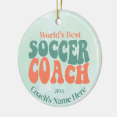 Retro Voetbal coach gepersonaliseerd Keramisch Ornament (Links)