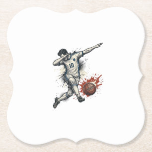 Retro Voetbal Dab Speler Grafisch Shirt Ontwerp_1 Kartonnen Onderzetters