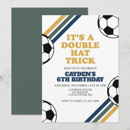 Retro Voetbal Dubbele Hattrick 6e Verjaardag Kaart