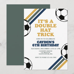 Retro Voetbal Dubbele Hattrick 6e Verjaardag Kaart