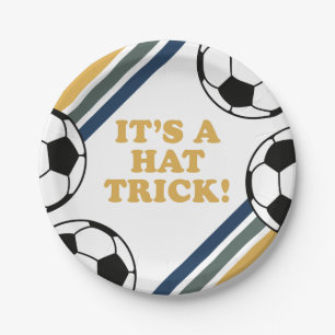 Retro Voetbal Hat Trick 3e Verjaardag Papieren Bordje