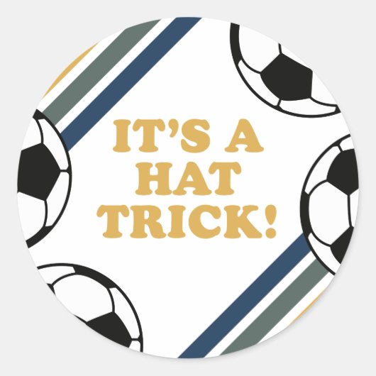 Retro Voetbal Hat Trick 3e Verjaardag Ronde Sticker (Voorkant)