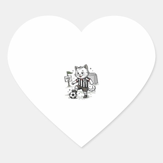 Retro Voetbal Kat Gravure Shirt Ontwerp_1 Hart Sticker (Voorkant)