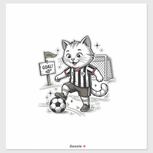 Retro Voetbal Kat Gravure Shirt Ontwerp_1 Sticker (Vel)