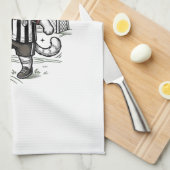Retro Voetbal Kat Gravure Shirt Ontwerp_1 Theedoek (Quarter Fold)