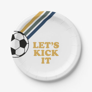 Retro Voetbal Laten we het vieren Verjaardag Papie Papieren Bordje