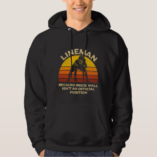 Retro Voetbal Lineman Bakstenen Muur Grappig Cadea Hoodie