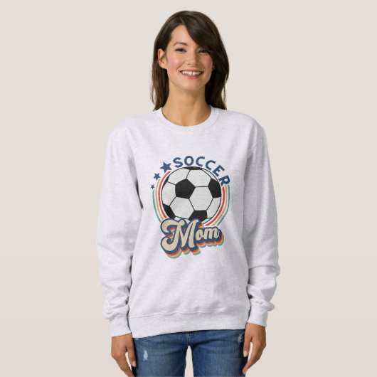 Retro Voetbal Moeder Gepersonaliseerd Voetbal Swea Trui (Voorkant volledig)