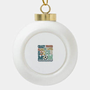 Retro Voetbal Moeder Trots Luid Shirt Ontwerp_1 Keramische Bal Ornament
