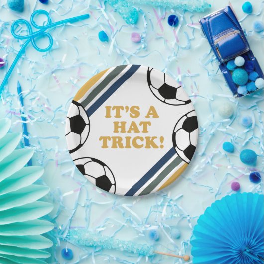 Retro Voetbal Pet Trick 3e Verjaardag Papieren Bordje (Feest)
