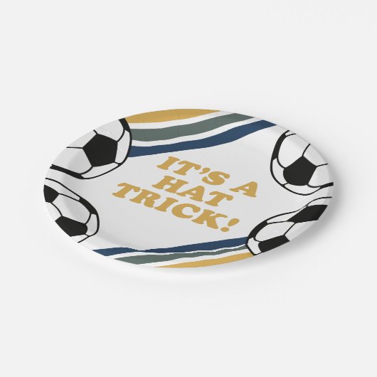 Retro Voetbal Pet Trick 3e Verjaardag Papieren Bordje (Gekanteld)