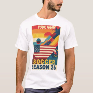 Retro Voetbal Seizoen 26 USA Abstract Grafisch T-S T-shirt