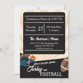 Retro Voetbal Thanksgiving-diner Kaart
