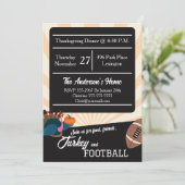 Retro Voetbal Thanksgiving-diner Kaart (Staand voorkant)