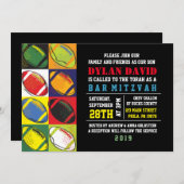 Retro voetbal themed bar mitswa uitnodiging (Voorkant / Achterkant)