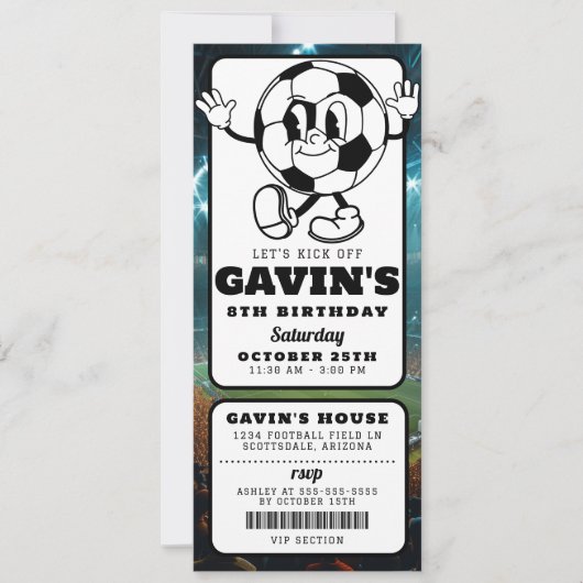 Retro Voetbal Ticket Sport Verjaardagsfeest Kaart (Voorkant)