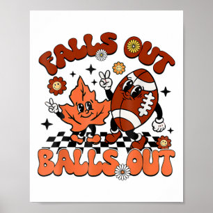 Retro Voetbal valt uit Vintage Thanksgiving Ki Poster