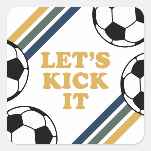 Retro Voetbal Verjaardag Vierkante Sticker (Voorkant)