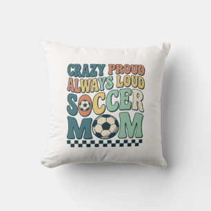 Retro Voetbalmoeder Trots Luid Shirt Ontwerp_1 Kussen