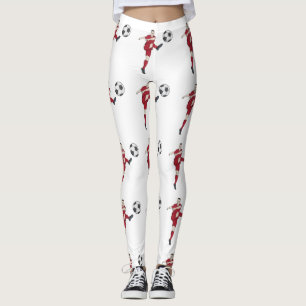 Retro Voetbalspeler Die Bal Kopt in Vrijstaande Ac Leggings