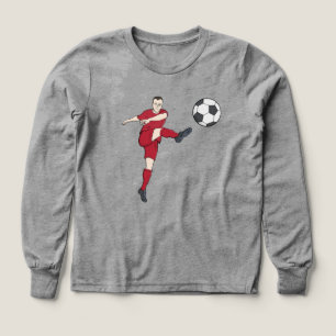Retro Voetbalspeler die Bal Volley Kopt Actie Gra