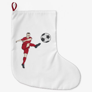 Retro Voetbalspeler die Bal Volley Kopt Actie Gra Grote Kerstsok