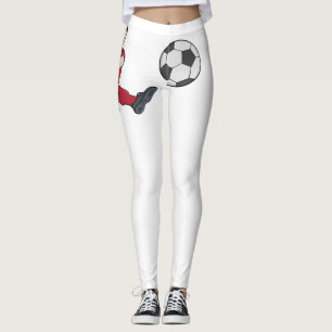 Retro Voetbalspeler die Bal Volley Kopt Actie Gra Leggings