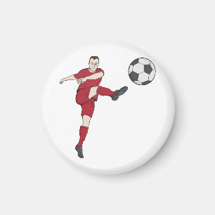 Retro Voetbalspeler die Bal Volley Kopt Actie Gra Magneet