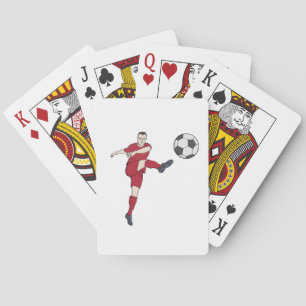 Retro Voetbalspeler die Bal Volley Kopt Actie Gra Pokerkaarten