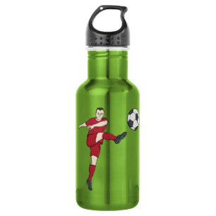 Retro Voetbalspeler die Bal Volley Kopt Actie Gra Waterfles