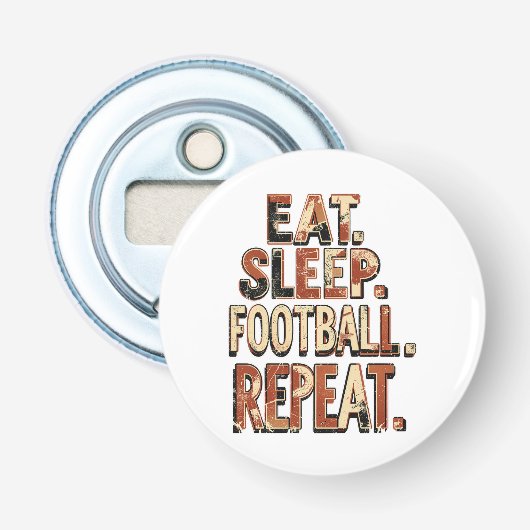 Retro voetbalwaaierdesign | Klassieke voetbalgrafi Button Flesopener (Voorkant)