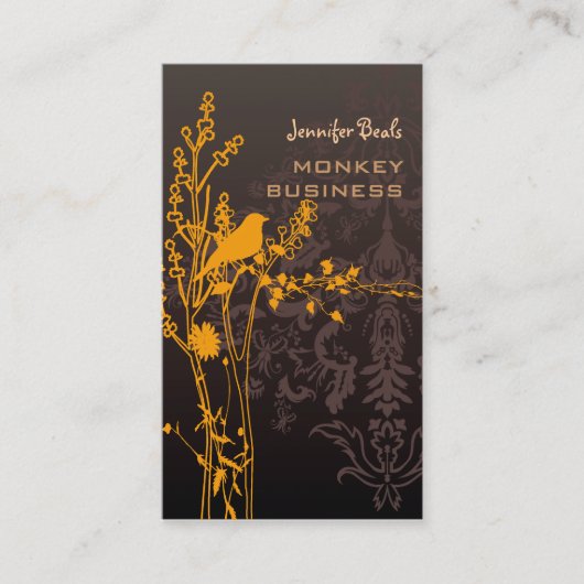 Retro vogel op een tak + chocolade visitekaartje (Voorkant)