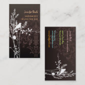 Retro vogel op een tak + chocolade visitekaartje (Voorkant / Achterkant)