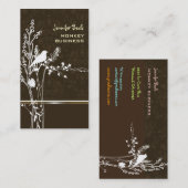 Retro vogel op een tak + damast visitekaartje (Voorkant / Achterkant)