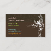 Retro vogel op een tak + damast visitekaartje (Achterkant)