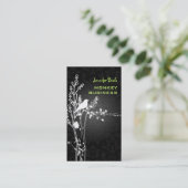 Retro vogel op een tak + grafiet visitekaartje (Staand voorkant)