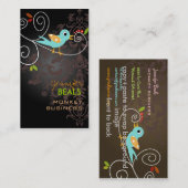 Retro vogel op een tak + zwart + koffie visitekaartje (Voorkant / Achterkant)