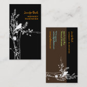 Retro vogel op een tak + zwart visitekaartje (Voorkant / Achterkant)