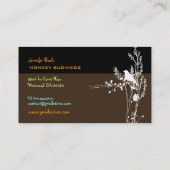 Retro vogel op een tak + zwart visitekaartje (Achterkant)